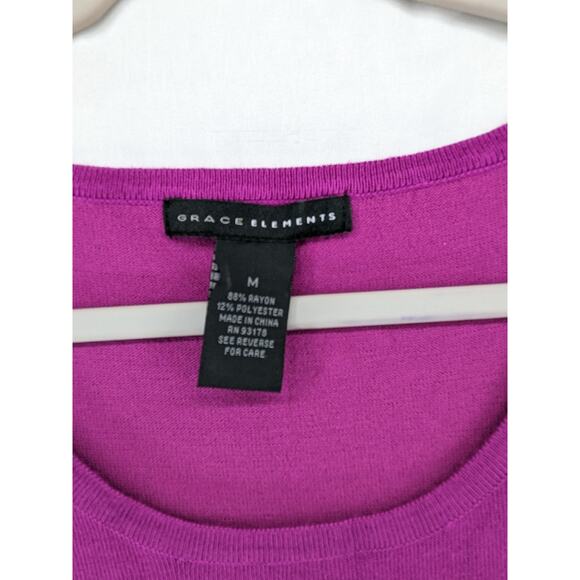 Grace Elements Eyelet Blouse M Purple Light Tank Asymmetric Scoop Neck Knit - Picture 3 of 8